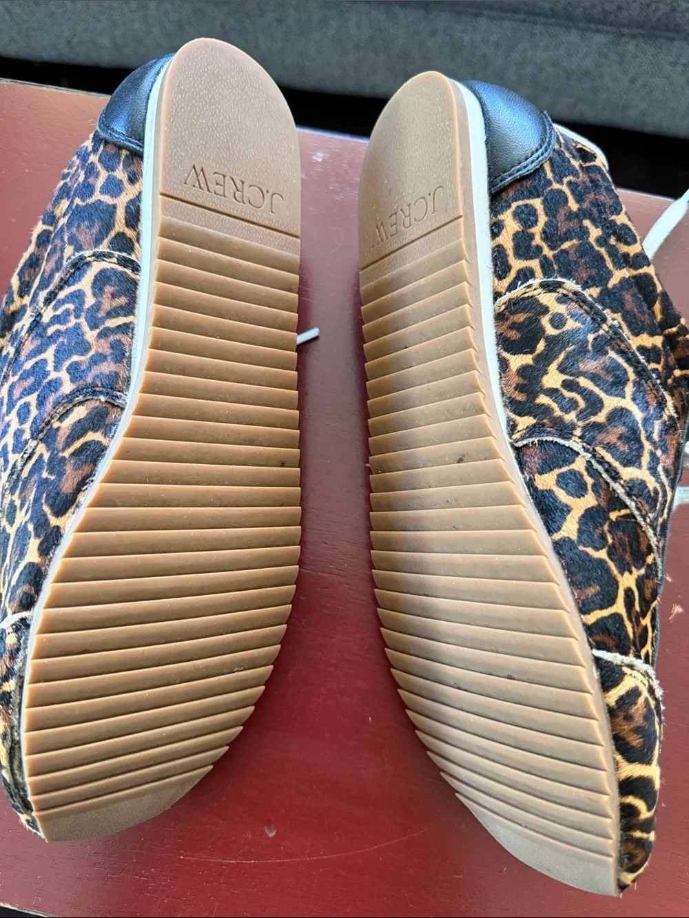 J. Crew Leopard-Print Lace-Up Sneakers in Brown and White